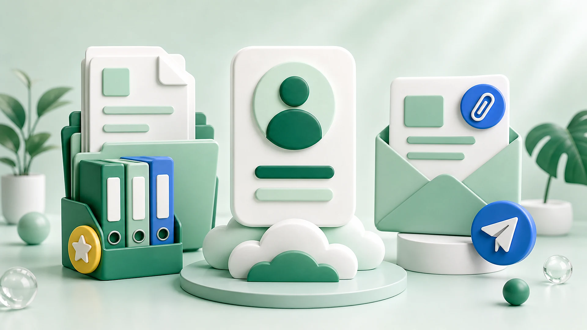 Contact documents, cloud files and email attachments linked to a CRM contact record